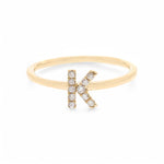 14K Yellow Inicial k Diamond Fashion Ring with 0.08Tw Round Diamonds - Miral Jewelry