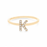 14K Yellow Inicial k Diamond Fashion Ring with 0.08Tw Round Diamonds - Miral Jewelry