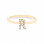 14K Yellow Inicial R Diamond Fashion Ring with 0.09Tw Round Diamonds - Miral Jewelry