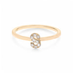 14K Yellow Inicial S Diamond Fashion Ring with 0.09Tw Round Diamonds - Miral Jewelry