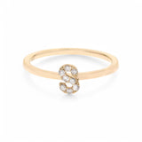 14K Yellow Inicial S Diamond Fashion Ring with 0.09Tw Round Diamonds - Miral Jewelry