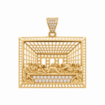 14K Yellow Last Supper With CZ Pendant - Miral Jewelry