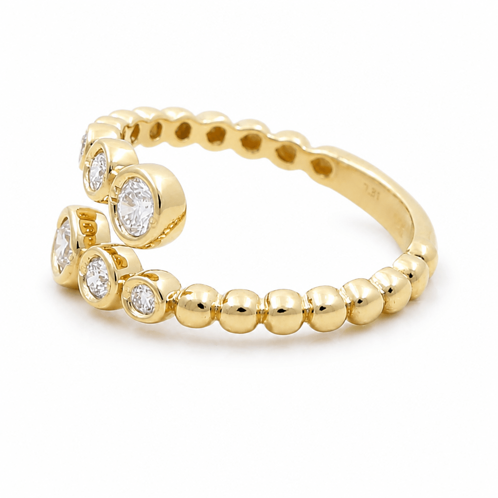 14K Yellow Modern Diamond Fashion Ring Round Diamonds - Miral Jewelry