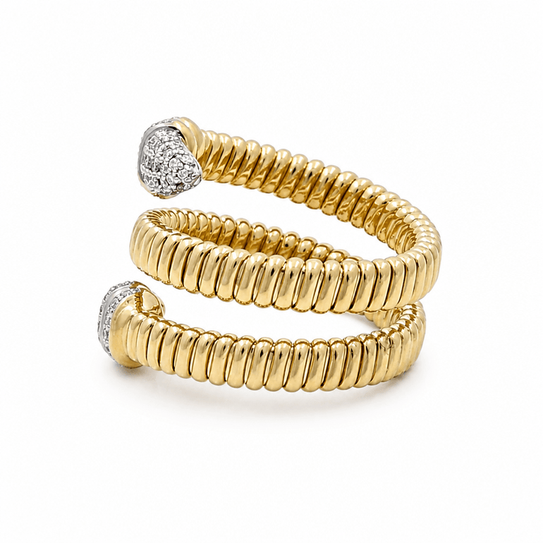 14K Yellow Modern Diamond Fashion Ring with 0.33Tw Round Diamonds - Miral Jewelry