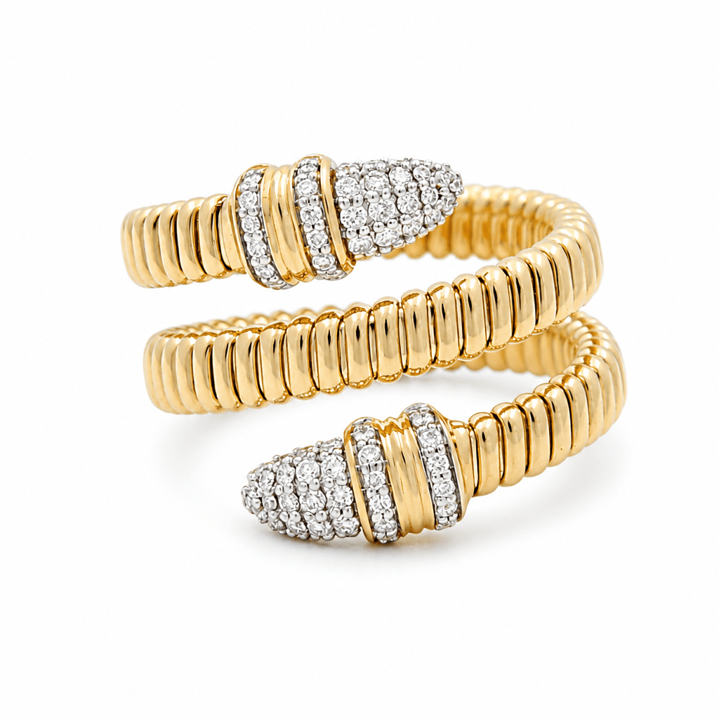 14K Yellow Modern Diamond Fashion Ring with 0.33Tw Round Diamonds - Miral Jewelry