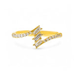 14K Yellow Modern Diamond Fashion Ring with 0.34Tw baguette and Round Diamonds - Miral Jewelry