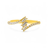 14K Yellow Modern Diamond Fashion Ring with 0.34Tw baguette and Round Diamonds - Miral Jewelry