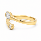 14K Yellow Modern Diamond Fashion Ring with 0.42Tw Oval Diamonds and 0.25Tw Round Diamonds - Miral Jewelry