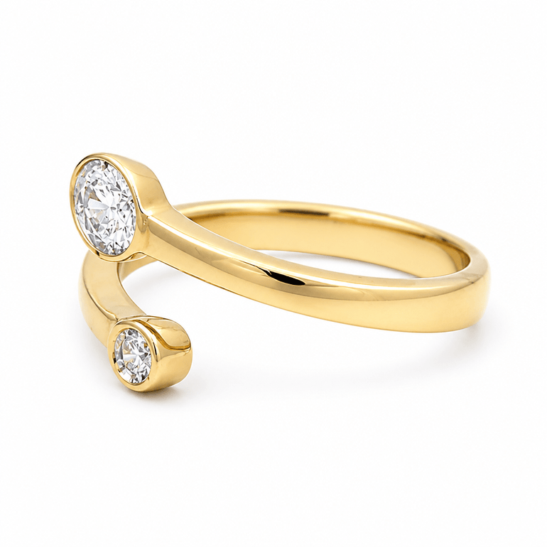 14K Yellow Modern Diamond Fashion Ring with 0.42Tw Oval Diamonds and 0.25Tw Round Diamonds - Miral Jewelry