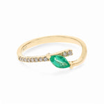 14K Yellow Modern Fashion Ring with 0.36Tw marquise Emeralds and 0.08Tw Round Diamonds - Miral Jewelry