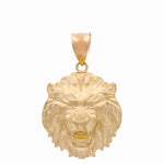14K Yellow Satin Lion Pendant - Miral Jewelry