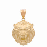 14K Yellow Satin Lion Pendant - Miral Jewelry