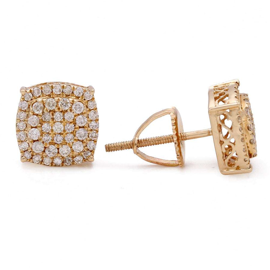 Upgrade your collection with these Miral Jewelry 14K Yellow Gold Contemporary Diamond Earrings.