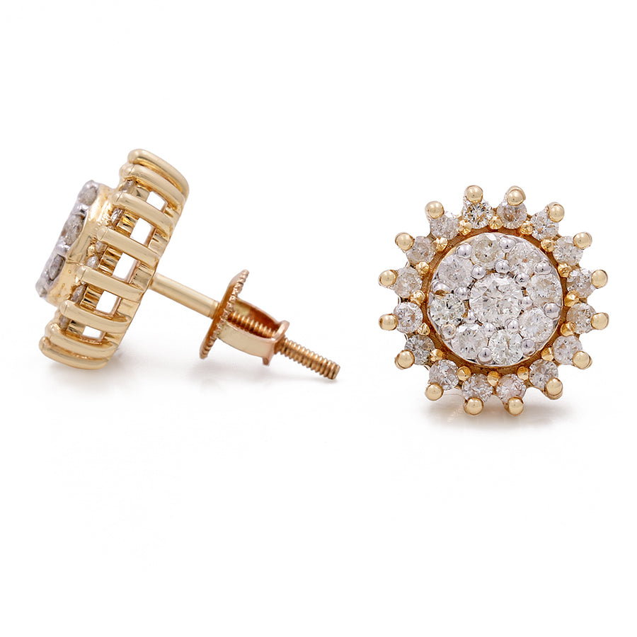 A pair of Miral Jewelry 14K Gold Sun Earrings with Diamonds, perfect for adding a touch of elegance to any outfit.