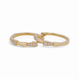 14K  Yellow Gold Small Hoop Diamond Earrings  with 0.17Tw  Round Diamonds