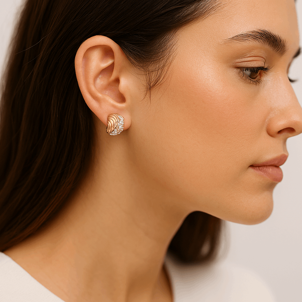 14K  Yellow Gold  Drop Diamond Earrings  with 1.08Tw  Round Diamonds