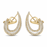 14K  Yellow Gold Huggie Diamond Earrings  with 0.62Tw Baguette Diamonds and 0.81Tw Round Diamonds