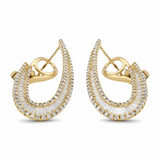 14K  Yellow Gold Huggie Diamond Earrings  with 0.62Tw Baguette Diamonds and 0.81Tw Round Diamonds