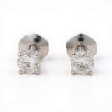 14K  White Gold Stud Earrings with 0.64Tw Round Diamonds