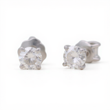 14K White Gold Stud Diamond Earrings with 0.25Tw Round Diamonds