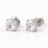 14K White Gold Stud Diamond Earrings with 1.44Tw Round Diamonds