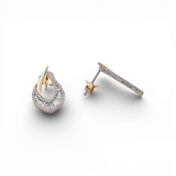 14K Yellow Gold Drop Diamond Earrings with 0.43Tw Round Diamonds and 0.45Tw Baguette Diamonds