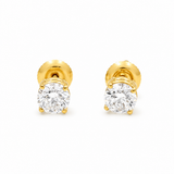 14K Yellow Gold Stud Diamond Earrings with 1.41Tw Round G Si2 Diamonds