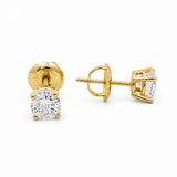 14K Yellow Gold Stud Diamond Earrings with 1.00Tw Round H Si2 Diamonds