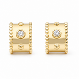 14K Yellow Gold Huggie Diamond Earrings with 0.13Tw Round Diamonds