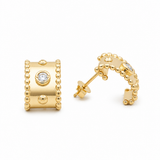 14K Yellow Gold Huggie Diamond Earrings with 0.13Tw Round Diamonds