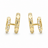 14K Yellow Gold Double Small Hoops Diamond Earrings with 0.31Tw Round Diamonds