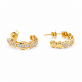 14K Yellow Gold Huggie Diamond Earrings with 0.22Tw Round Diamonds