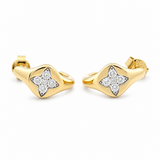 14K Yellow Gold Huggie Diamond Earrings with 0.33Tw Round Diamonds