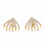 14K Yellow Gold Huggie Diamond Earrings with 0.71Tw Round Diamonds