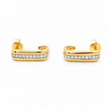 14K Yellow Gold Huggie Diamond Earrings with 0.18Tw Round Diamonds
