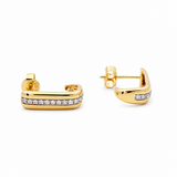 14K Yellow Gold Huggie Diamond Earrings with 0.18Tw Round Diamonds