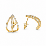 14K Yellow Gold Huggie Diamond Earrings with 0.32Tw R Cubic Zirconiums