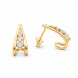 14K Yellow Gold Huggie Diamond Earrings with 0.40Tw Round Diamonds