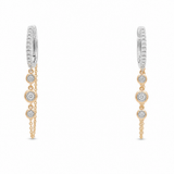 14K Two Tone White/Yellow Gold Small Hoop Diamond Earrings with 0.33Tw Round Diamonds