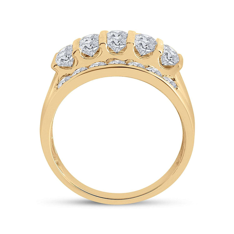 A timeless classic Miral Jewelry Men's 14K Yellow Gold Ring adorned with four round diamonds, totaling 3.00ctw.