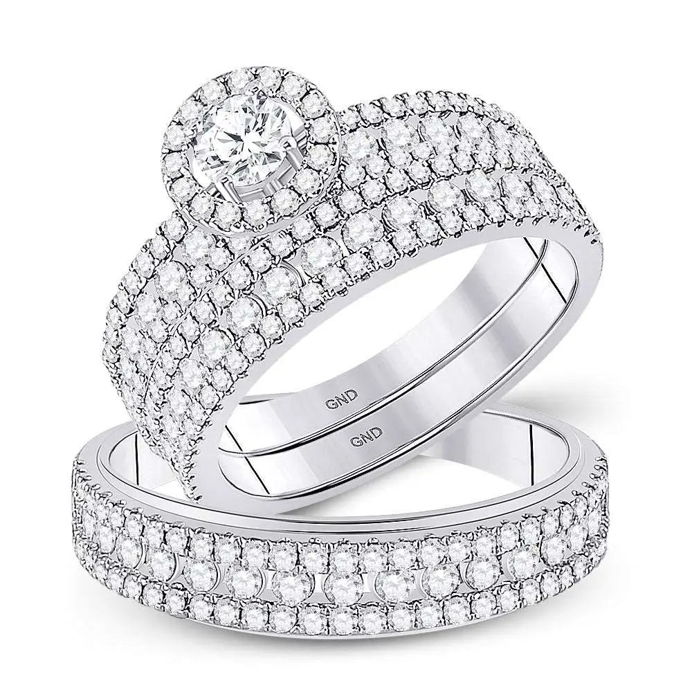 Round Diamond Solitaire Matching Wedding Ring Set 2 Ctw (Certified)