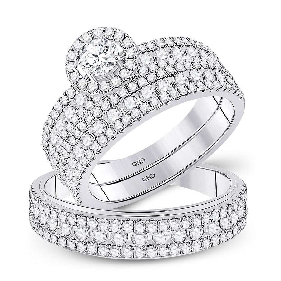 Round Diamond Solitaire Matching Wedding Ring Set 2 Ctw (Certified)