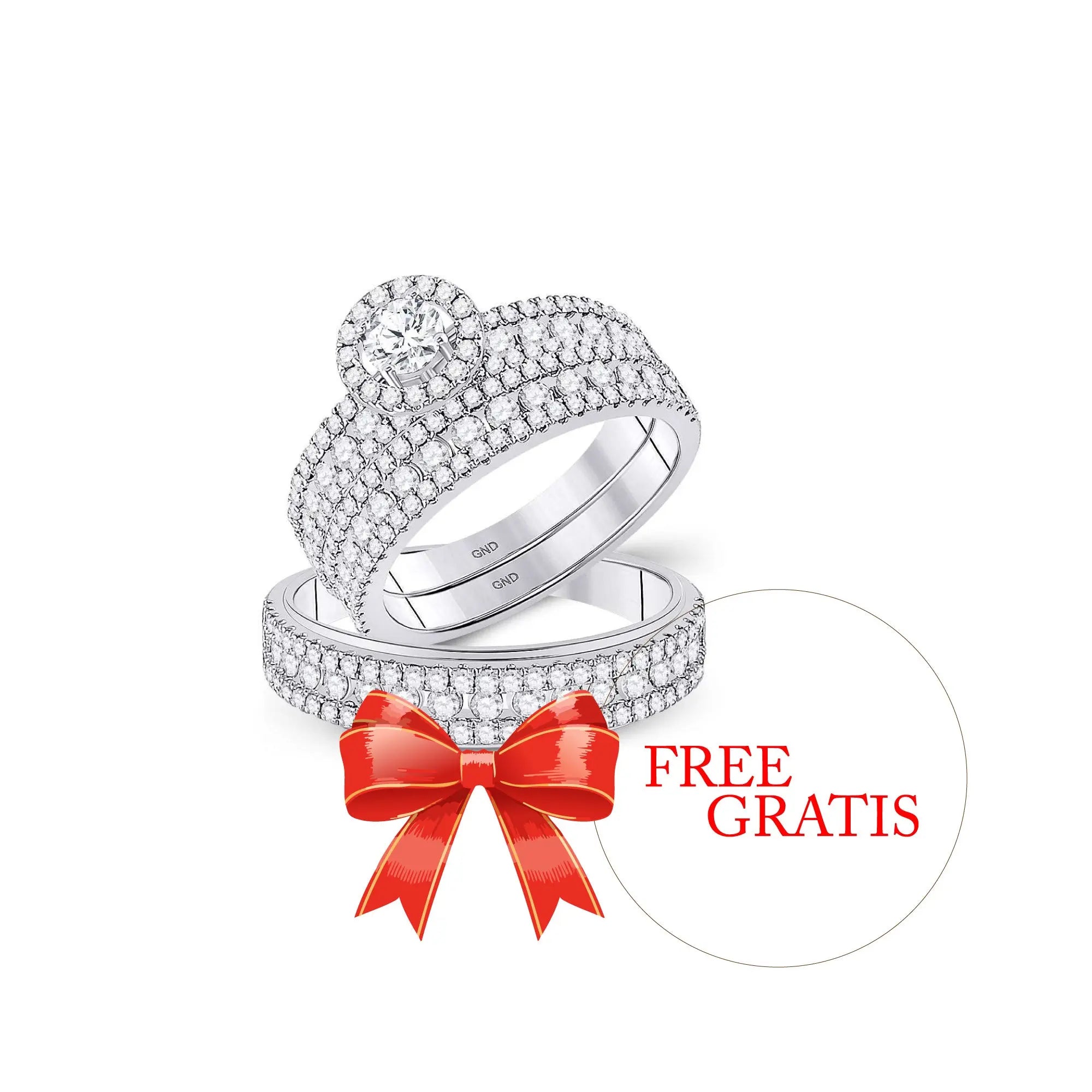 Round Diamond Solitaire Matching Wedding Ring Set 2 Ctw (Certified) Miral Jewelry