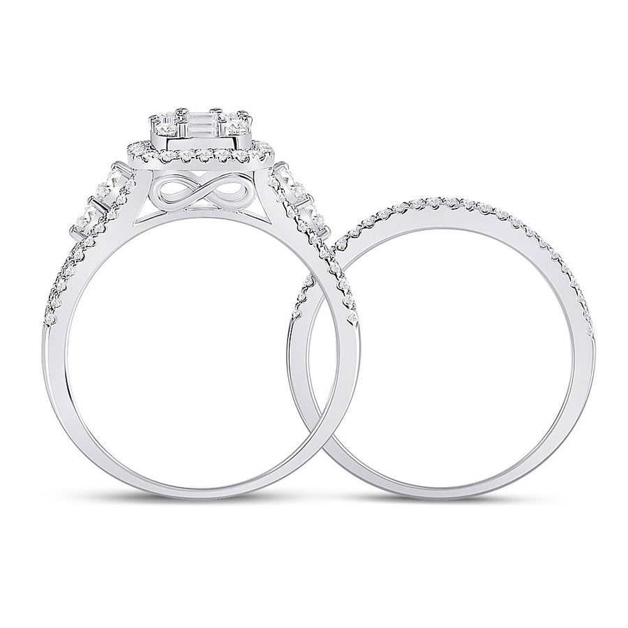 Two Miral Jewelry 14k White Gold Round Diamond Bridal Wedding Ring Sets 1 Cttw featuring exquisite diamonds and crafted with the finest quality white gold.