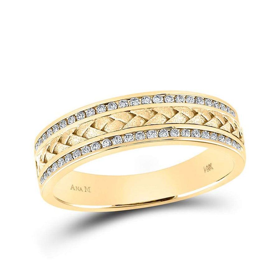 Round Diamond Wedding Braided Inlay Band Ring 1/3 Cttw