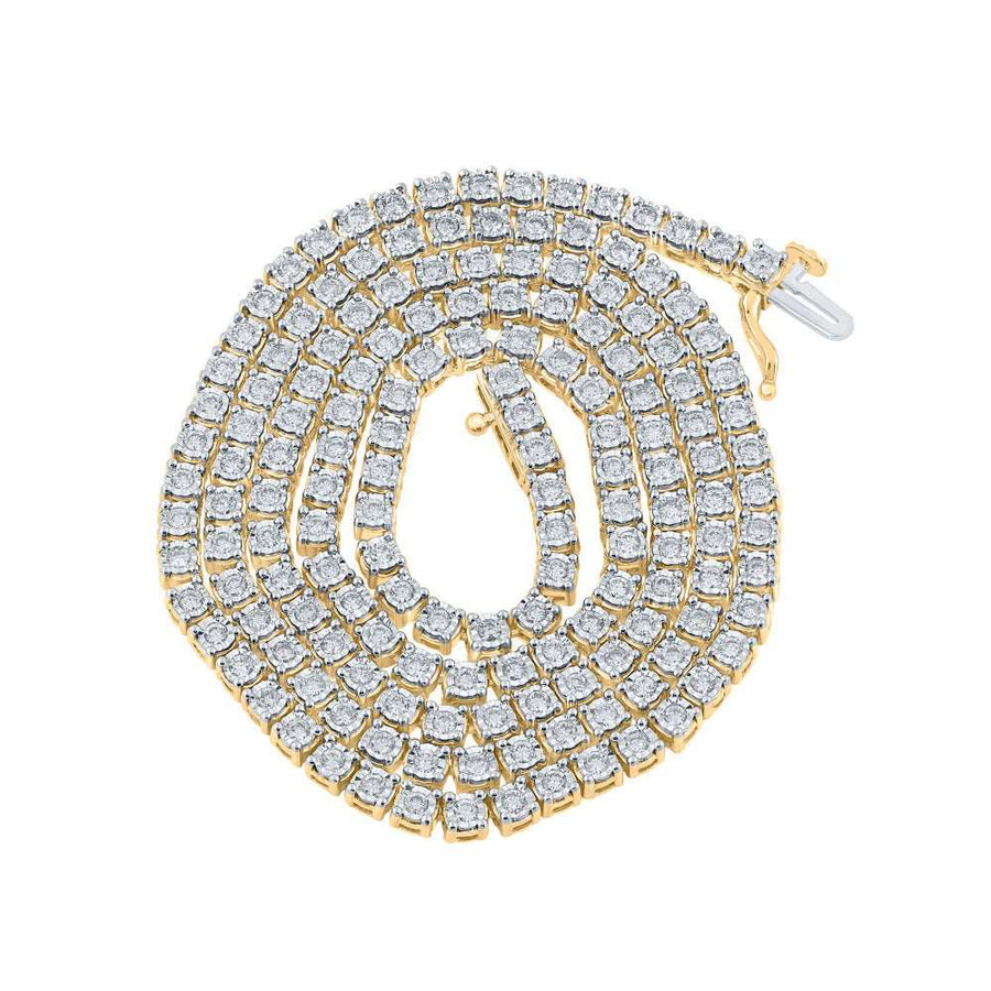 10k Yellow Gold Round Diamond 22-inch Link Chain Necklace 4-1/5 Cttw