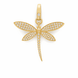 Yellow Gold 14K Dragonfly Diamond Pendant with 0.59Tw Round Diamonds