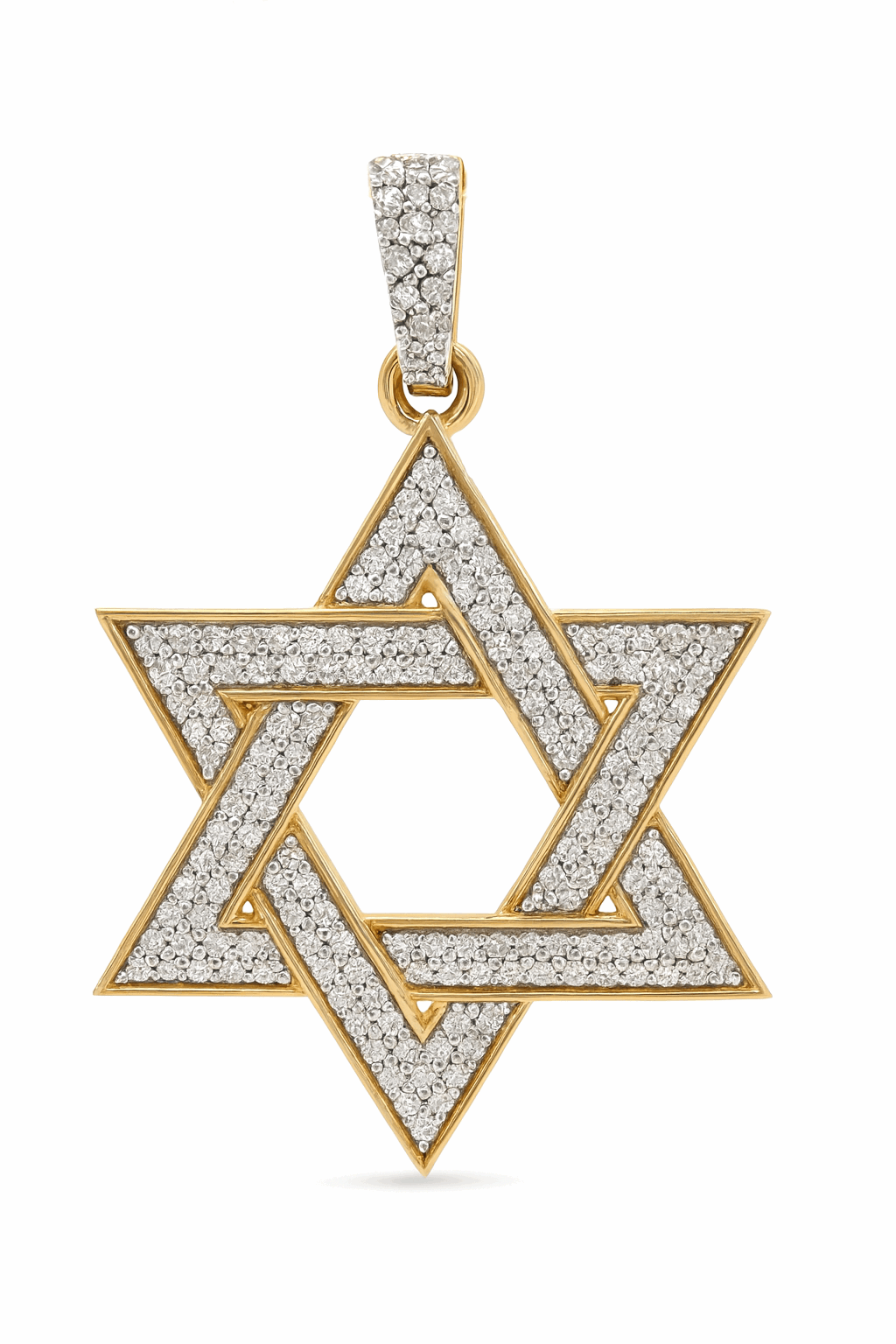 10k Yellow Gold  Star of David Diamond Pendant with 0.50Tw  Round Diamonds