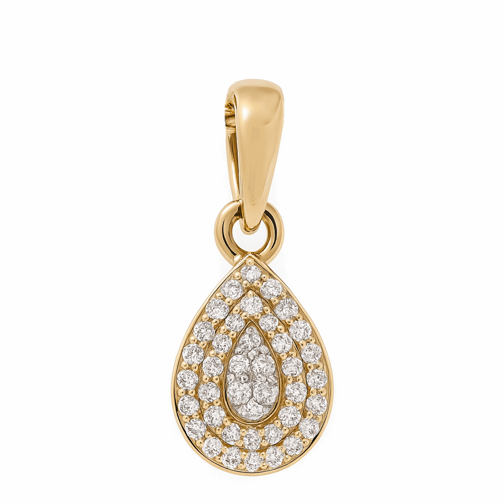 10k Yellow Gold  Pear Diamond Pendant with 0.12Tw Round Diamonds