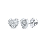10K  White Gold Heart Diamond Earrings  with 0.20Tw  Round Diamonds